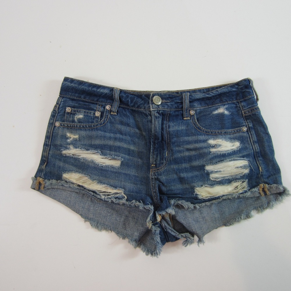 American Eagle women's shortsTom Girl Shortie Distressed Blue Denim 4